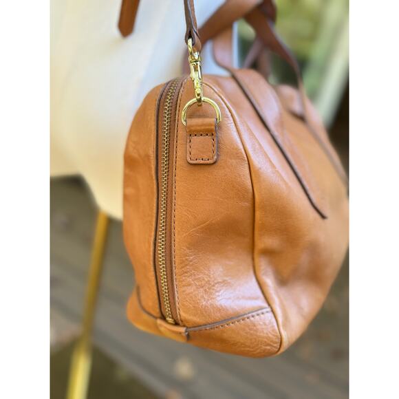 Fossil Sydney Satchel Crossbody Leather Handbag Tan Camel Natural + WALLET - Picture 9 of 16